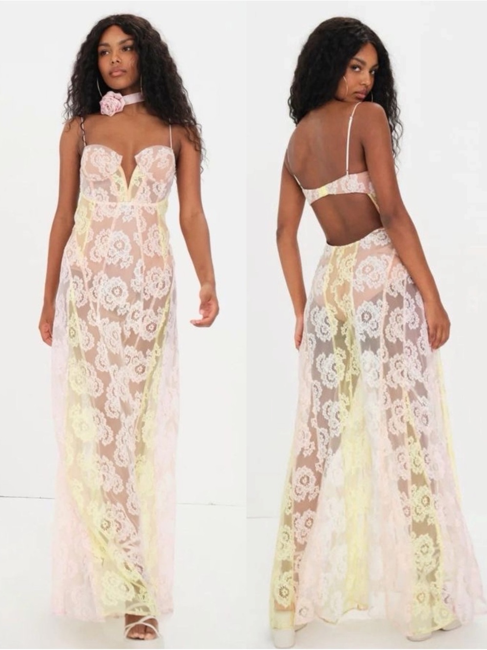 For Love & Lemons Blossom Maxi Dress Multi Floral Lace Corset M NWT